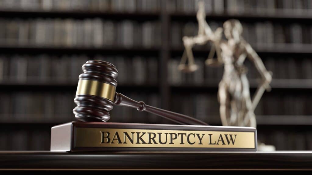 Bankruptcy law with a gavel on top